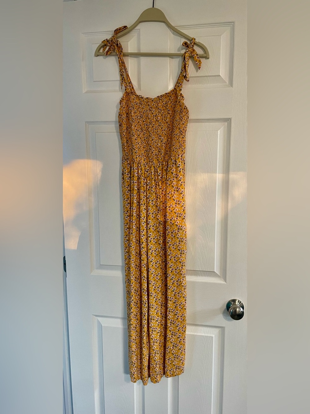 Hollister Yellow Floral Smocked Jumpsuit